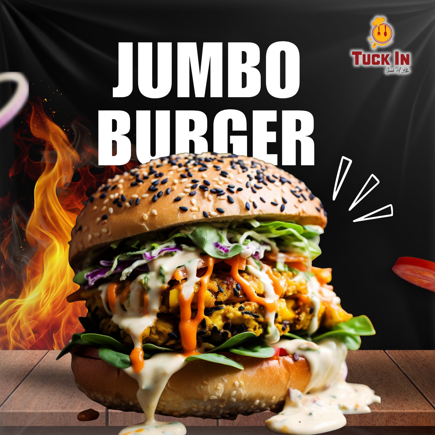 Jumbo Burger – Extra Large Burger Loaded with Double Patty & Big Flavor